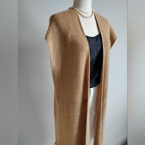 Calypso St. Barth Wool Alpaca Blend Cardigan Sweater Camel Color Coastal Boho XS